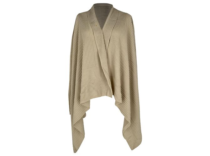 Rick Owens Cape-Pullover aus Rippstrick in beiger Wolle