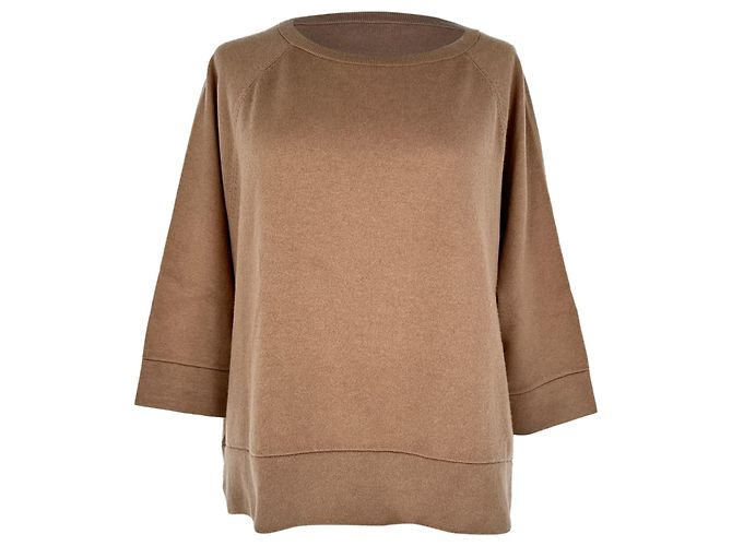Brunello Cucinelli Luxus-Stricktop aus Cashmere in Tan Braun Beige