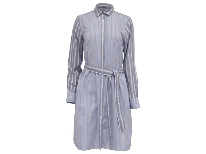 Autre Marque Brooks Brothers Striped Midi Shirt Dress in Blue Cotton