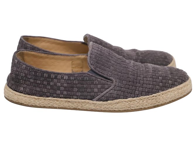Espadrilles tressées Brunello Cucinelli en daim gris