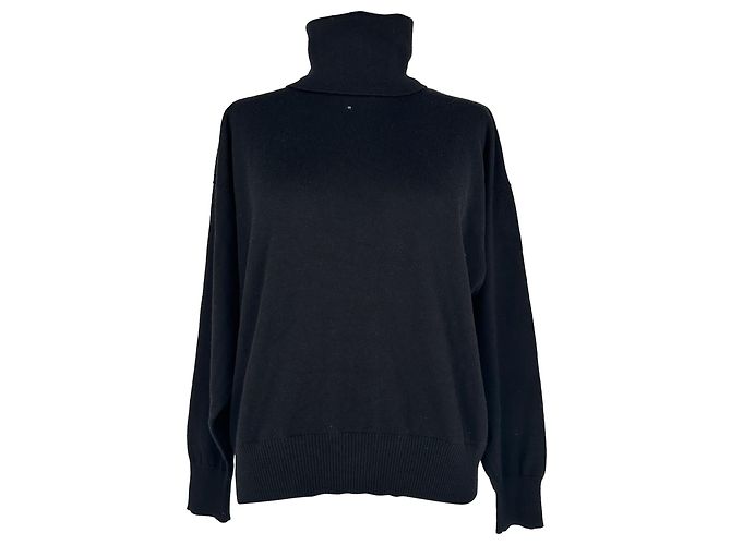 Jil Sander Rollkragen-Sweatshirt aus schwarzer Wolle