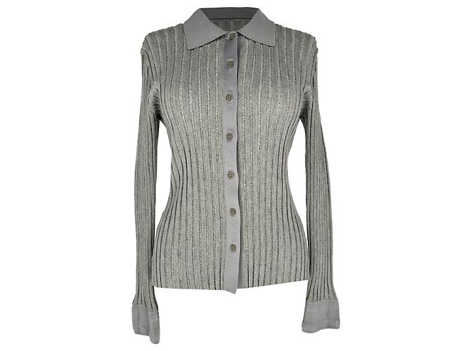Cardigan en maille côtelée Altuzarra en coton gris