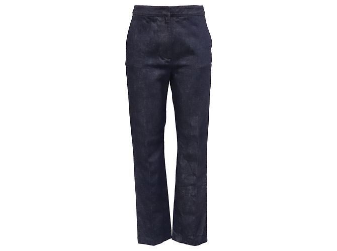 Pantalones de denim de pierna recta Burberry en algodón azul marino
