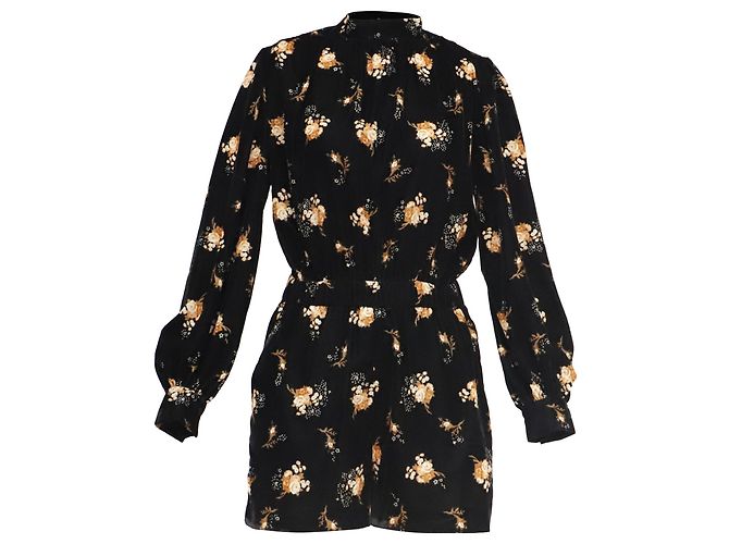 Maje Mini-Kleid mit Blumenprint aus schwarzem Polyester