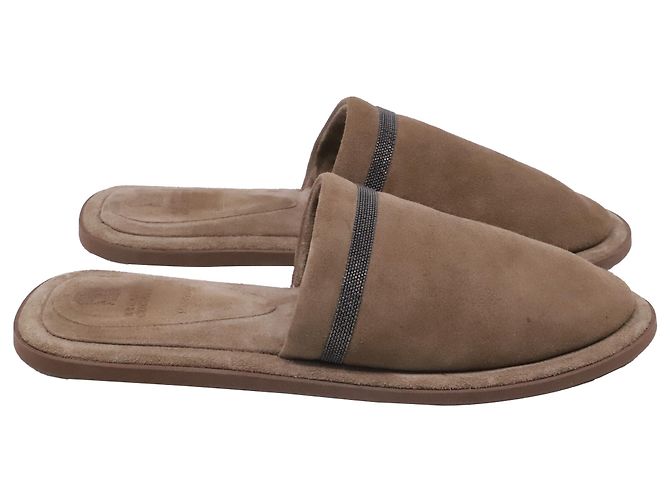 Mules Brunello Cucinelli en daim marron