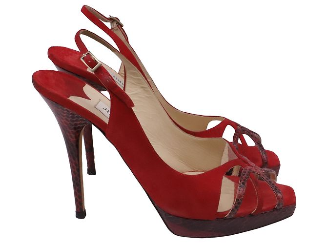 Escarpins Slingback Jimmy Choo en daim rouge