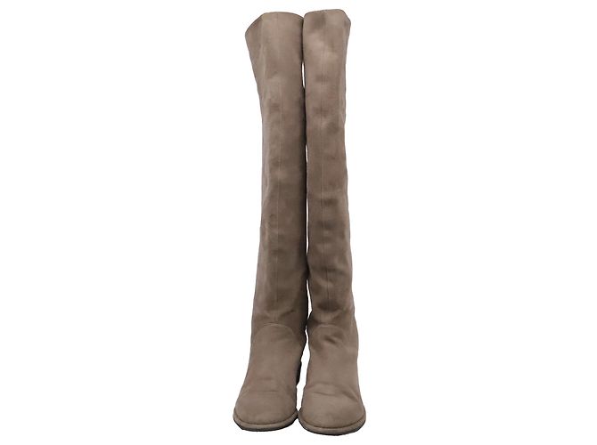 Stuart Weitzman Knee-High in Brown Suede Red