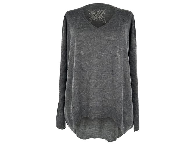 Zadig & Voltaire Zadig and Voltaire V-Ausschnitt Pullover aus grauer Wolle