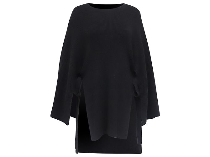 Marni Oversized Strick-Cape-Pullover aus schwarzer Baumwolle