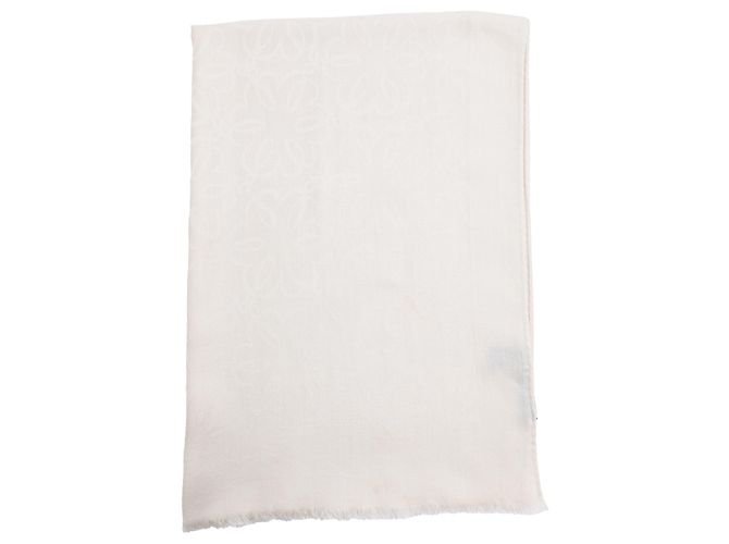 Écharpe à franges Anagram Loewe en cachemire blanc Écru