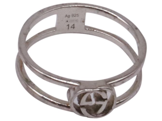 Anello Gucci Double G in metallo argentato Argento