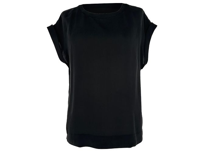 Blusa a maniche corte Theory in seta nera Nero