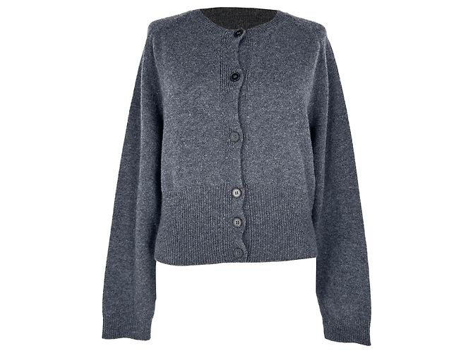 Jil Sander Strickcardigan mit Knöpfen aus grauer Wolle