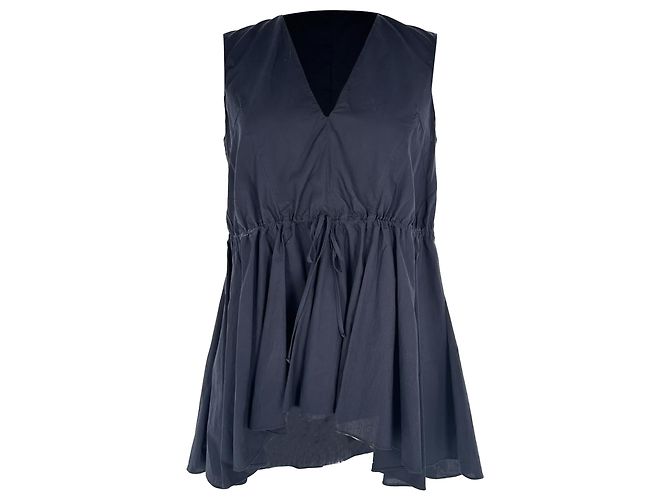 Top Peplum com cordão Marni em algodão preto