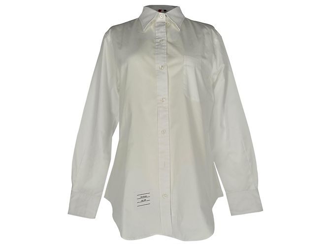 Camisa de botões Thom Browne em algodão branco Cru