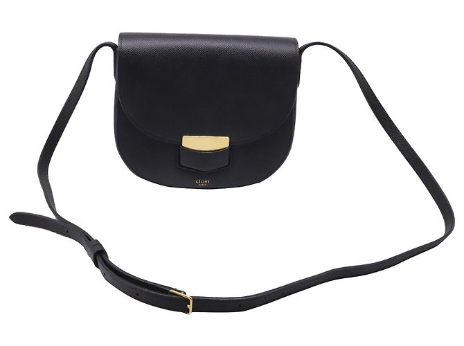 Céline Borsa a tracolla Celine Trotteur Small in pelle nera Stampa python