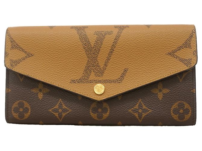 Louis Vuitton Monogram Giant Reverse Portefeuille Sarah Long Wallet Brown