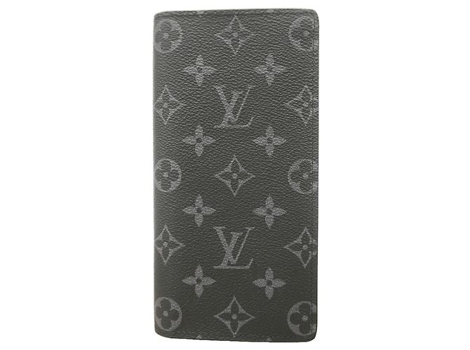 Louis Vuitton Monogram Eclipse Portefeuille Brazza Long Wallet Black