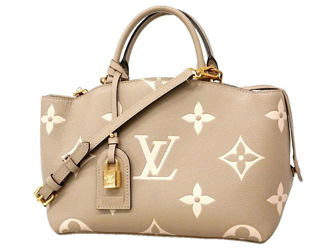 Louis Vuitton Monogram Empreinte Bicolor Petit Palais PM Handbag Grey Cream