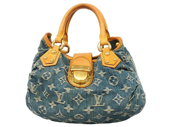 Borsa a mano Louis Vuitton Monogram Denim Pleaty M95020 Blu