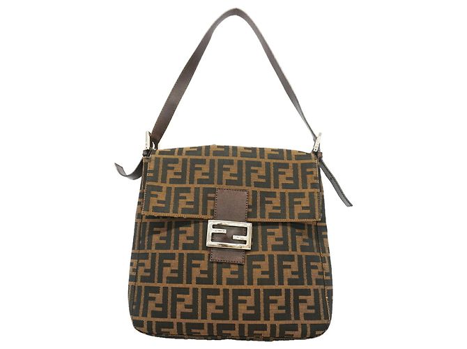 Bolsa de ombro Fendi Zucca em nylon e canvas Marrom