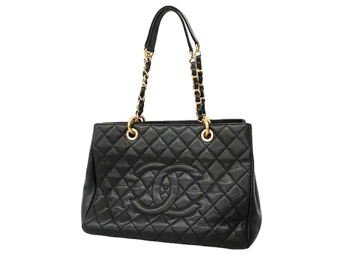 Saco Tote Chanel em couro de bezerro granulado preto