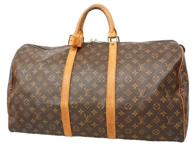 Louis Vuitton Brown Boston Monogram Keepall 55 M41424 Braun