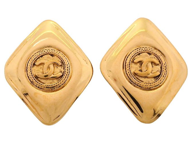 Orecchini a clip Chanel dorati con logo Coco D'oro