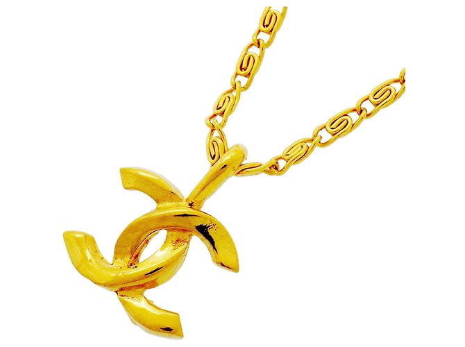 Collier Chanel plaqué or Doré