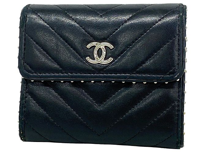 Chanel Black Lambskin Tri-fold Wallet