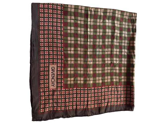 Givenchy Seidentuch mit Karomuster Braun Rot Beige Grün