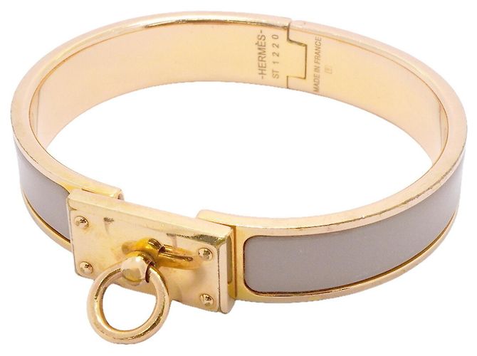 Bracelet Hermès Clic H GP Plated Gold Greige Doré Gris