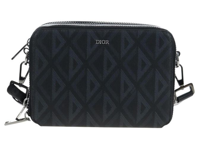 Christian Dior Double Zip CD Diamond Coated Canvas Nero
