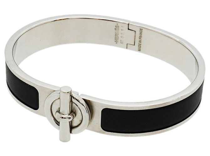 Hermès Hermes Glenan Metal Bangle Black Silvery