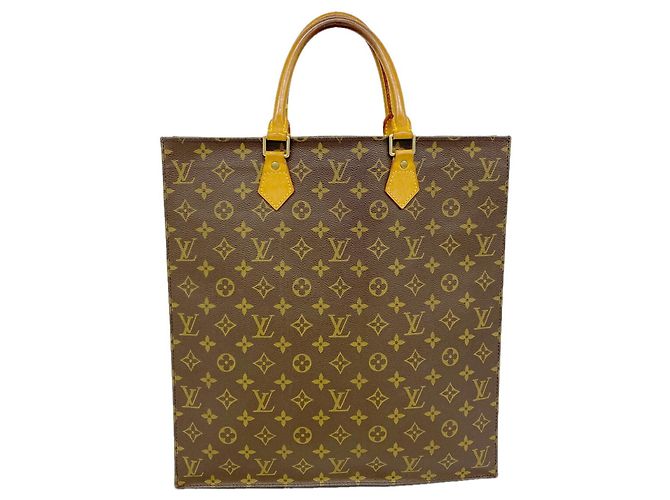 Louis Vuitton Monogram Sac Plat Tote Bag Braun