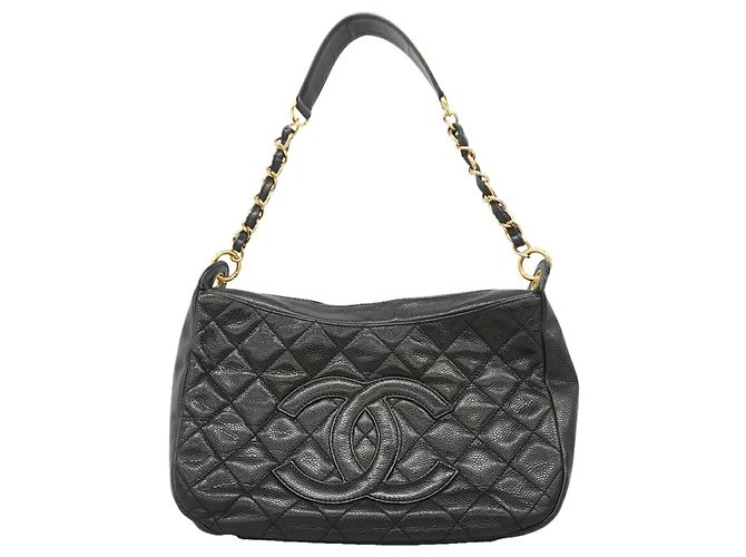 Timeless Bolsa de Ombro com Corrente Chanel Matelassé Preto