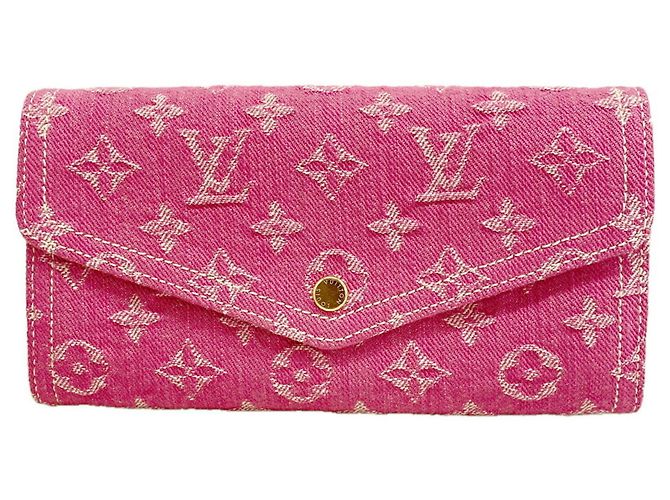 Louis Vuitton Monogram Denim Portefeuille Sarah Long Wallet Fuschia