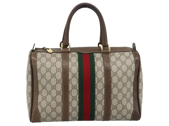Gucci Vintage Web Boston GG Coated Canvas Medium Beige