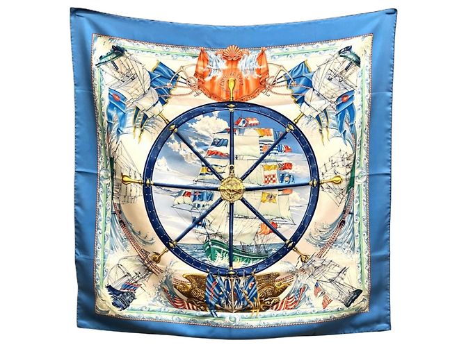 Hermès Lenço Hermes Carre 90: VIVE LE VENT Azul