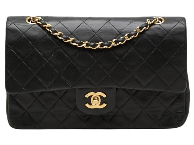 Bolsa de Ombro Chanel Coco Mark Matelassé Double Flap Preto