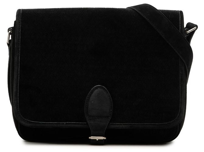 Autre Marque Saint Laurent Schultertasche aus schwarzem Velour-Leder