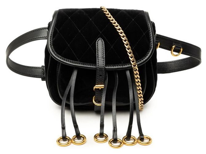 Sac à bandoulière/taille à chaîne Prada Noir Doré