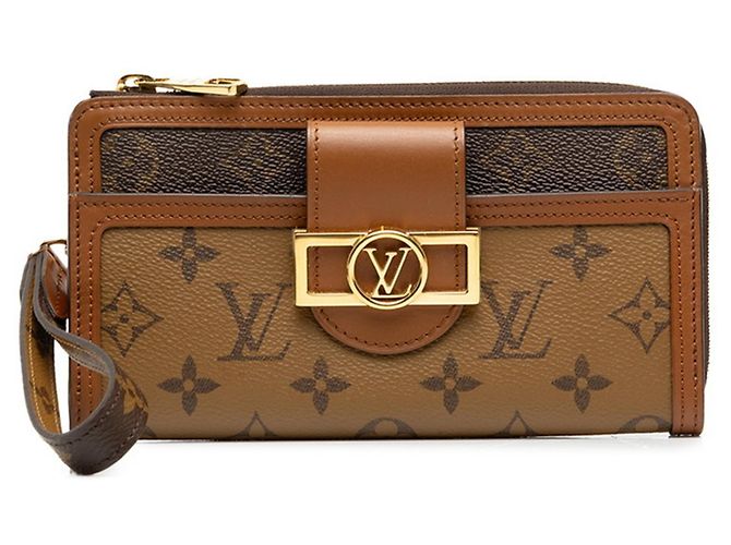 Carteira Longa Louis Vuitton Monogram Reverse Zippy Dauphine Marrom