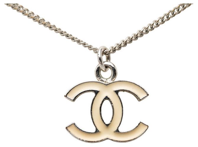 Collana con pendente Chanel Coco Mark Argento Bianco