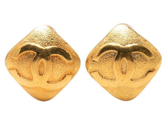 Boucles d'oreilles clips Chanel Coco Mark plaquées or Doré