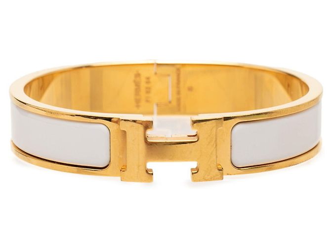 Hermès Pulseira Charm Hermes Click H PM Branco Dourado