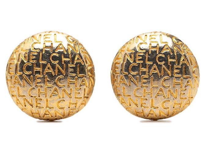 Orecchini a clip rotondi Chanel Vintage Logo D'oro
