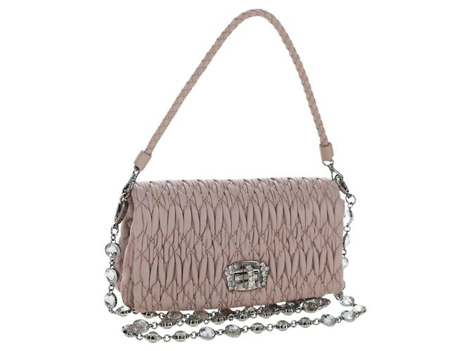 Miu Miu Crystal Clutch aus Matelassé-Leder Medium Pink