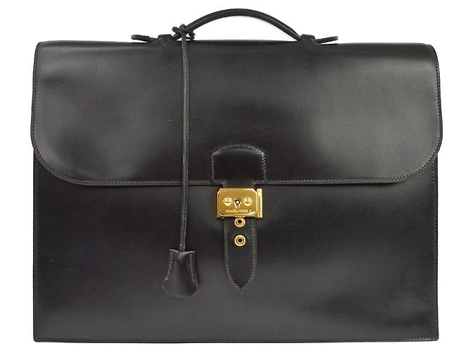 Hermès Sac à Dépêches Box Calf 38 Noir