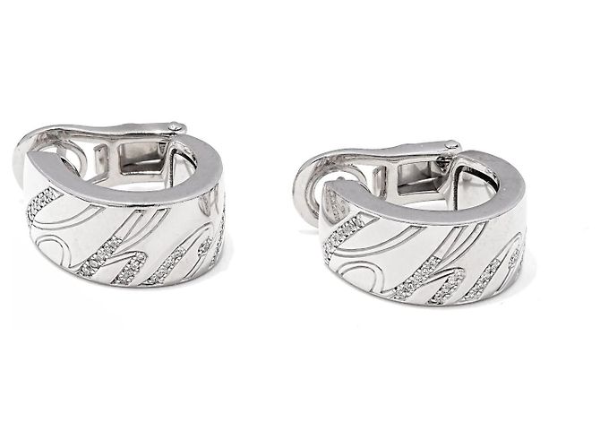 Brincos Chopard Chopardissimo Ouro Branco Diamantes